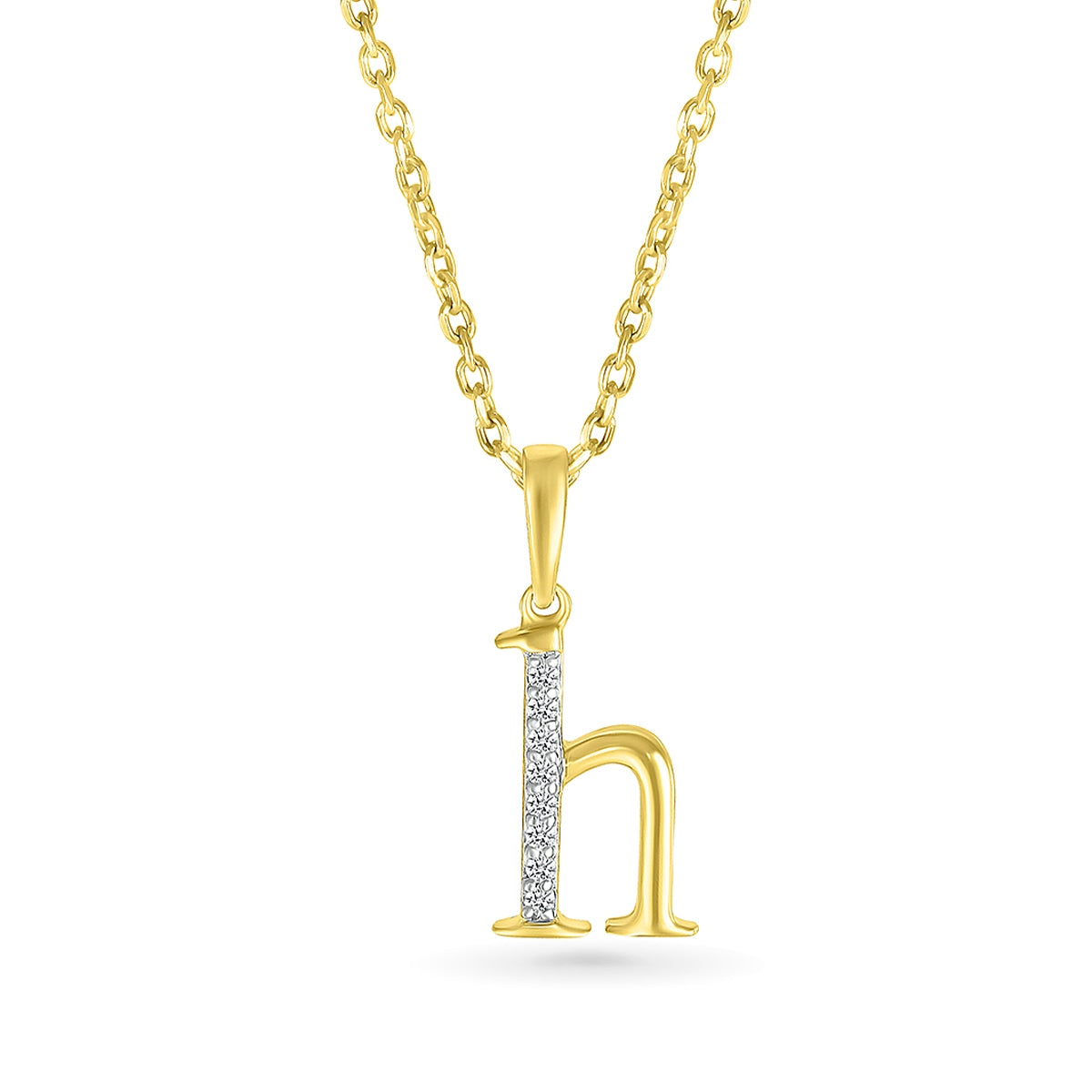 Diamond Accent Lowercase Initial H Pendant in 10K Yellow Gold