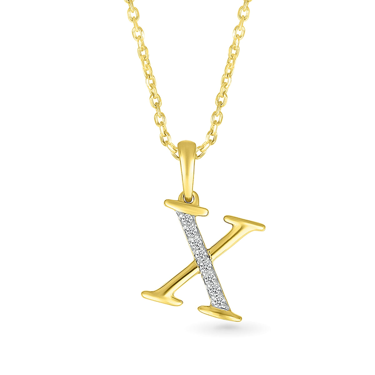 Diamond Accent Lowercase Initial X Pendant in 10K Yellow Gold