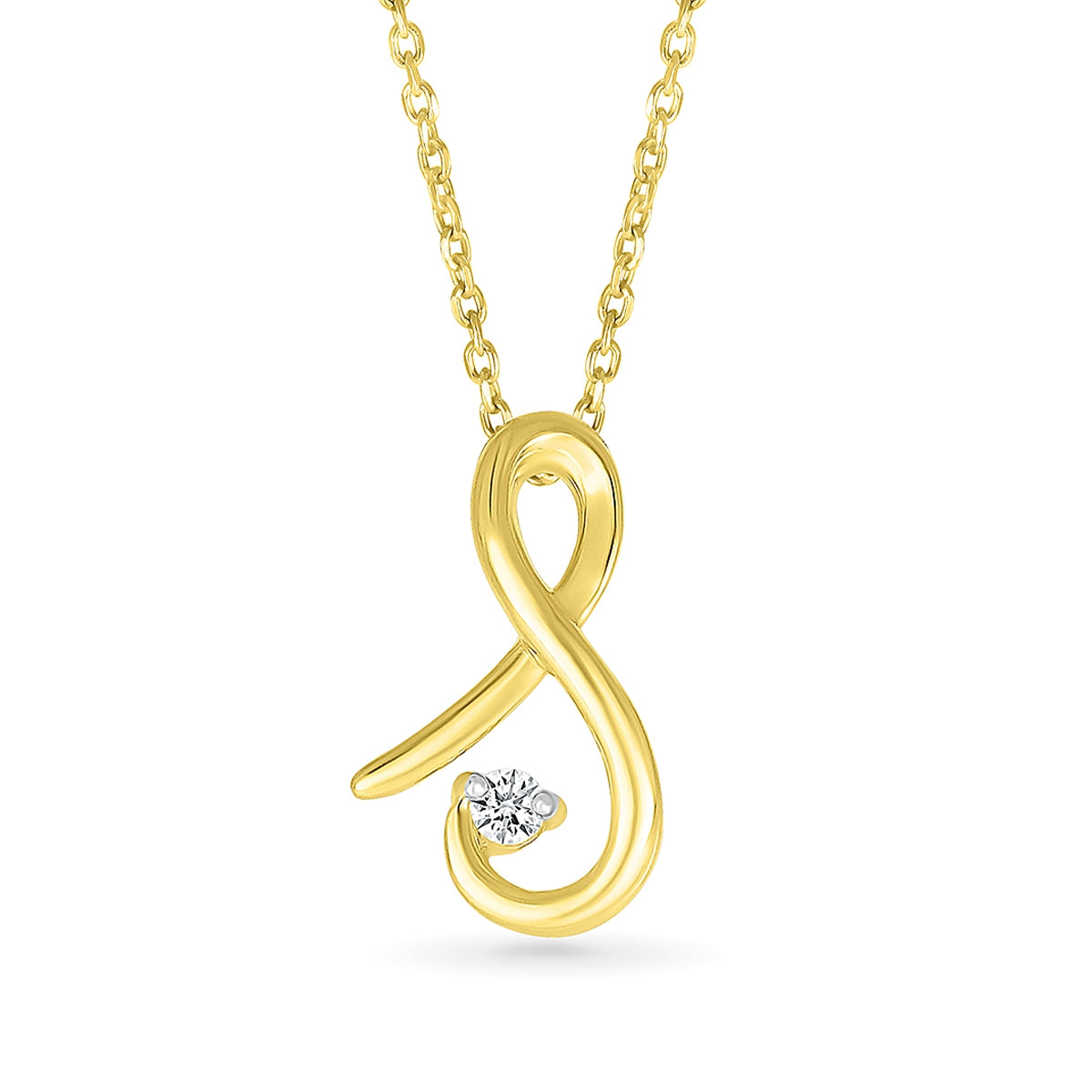 Diamond Accent Lowercase Cursive Initial S Pendant in 10K Yellow Gold