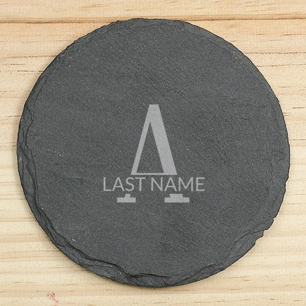 Personalized Slate Coaster Set front view
