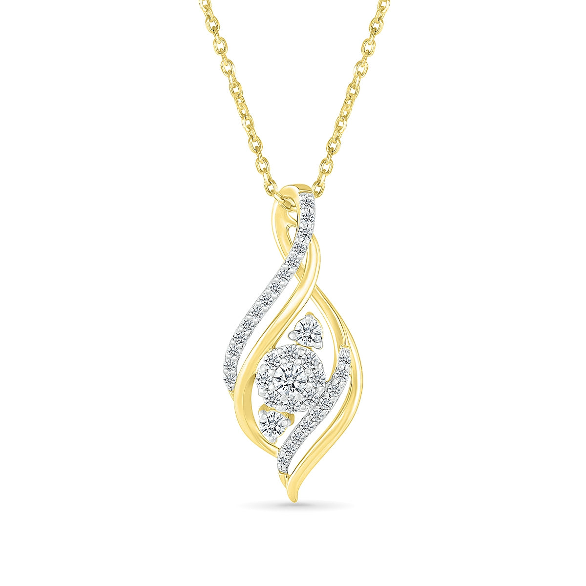 Fairytale Diamonds 1/3 ct. tw. Diamond Twist Pendant in 10K Yellow Gold
