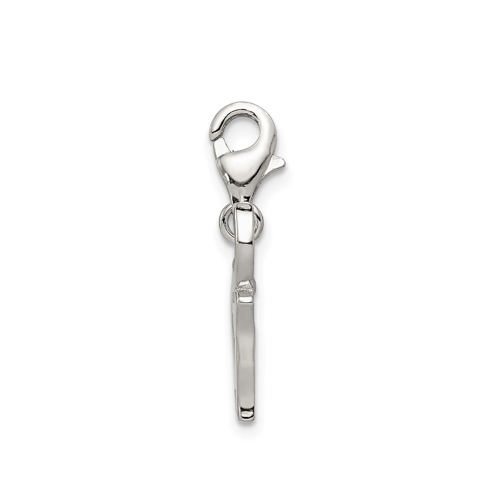 Children's Blue Enamel Elephant Charm in Rhodium Plated Sterling Silver front view