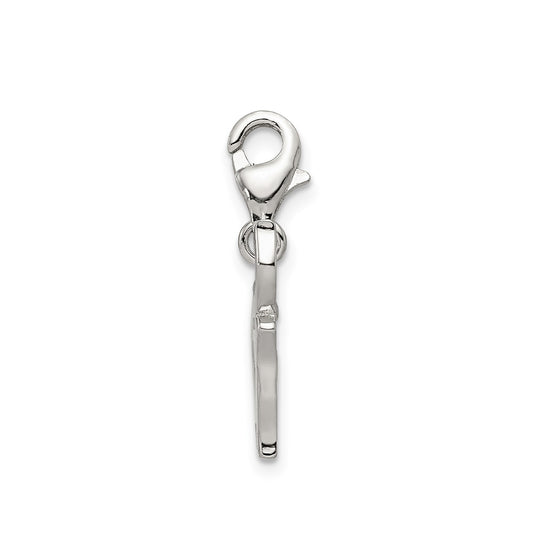 Children's Blue Enamel Elephant Charm in Rhodium Plated Sterling Silver front view