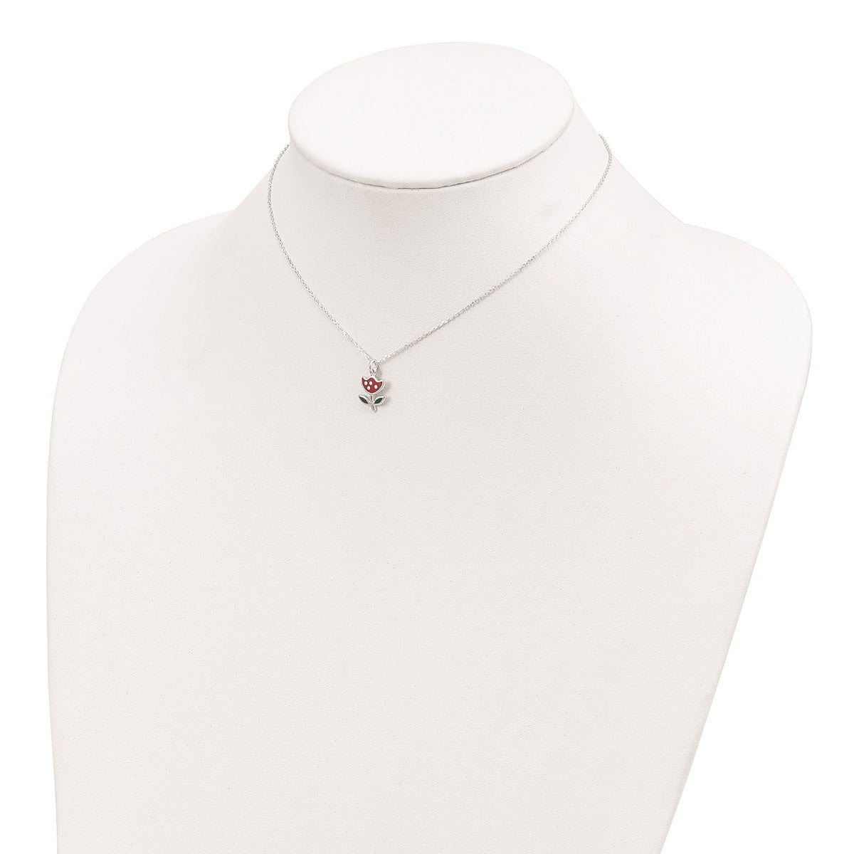Children's Enamel Flower Pendant in Sterling Silver close-up detail