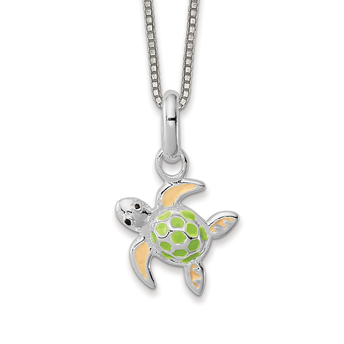 Children's Enamel Sea Turtle Pendant in Sterling Silver