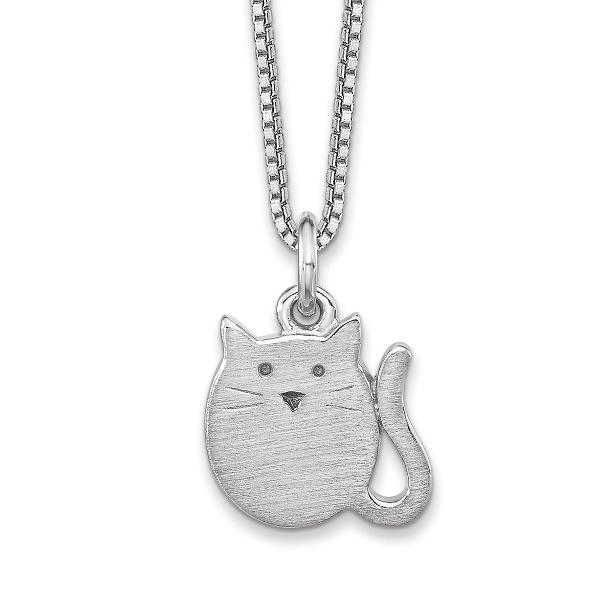 Children's Brushed Finish Cat Pendant in Sterling Silver