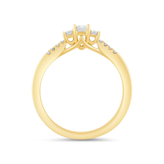 Adamante 1/2 ct. tw. Lab-Grown Emerald Cut Diamond Trio Engagement Ring in 14K Yellow Gold side profile
