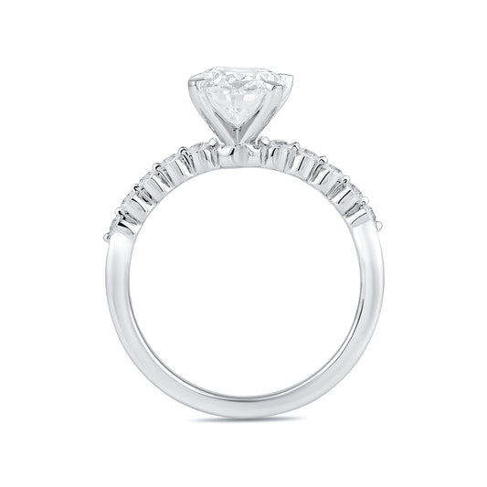 Adamante 3-1/6 ct. tw. Lab-Grown Oval Diamond Twist Engagement Ring in 14K White Gold side profile
