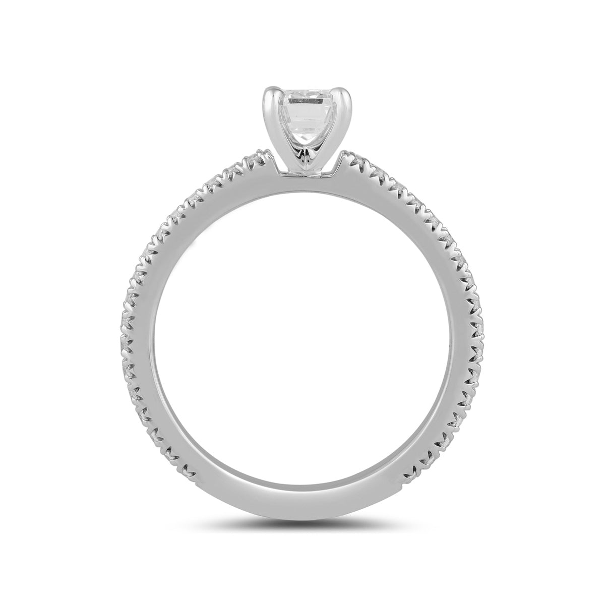 Adamante 3-1/4 ct. tw. Lab-Grown Emerald Cut Diamond Engagement Ring in 14K White Gold side profile