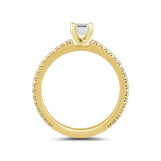 Adamante 3-1/4 ct. tw. Lab-Grown Emerald Cut Diamond Engagement Ring in 14K Yellow Gold side profile