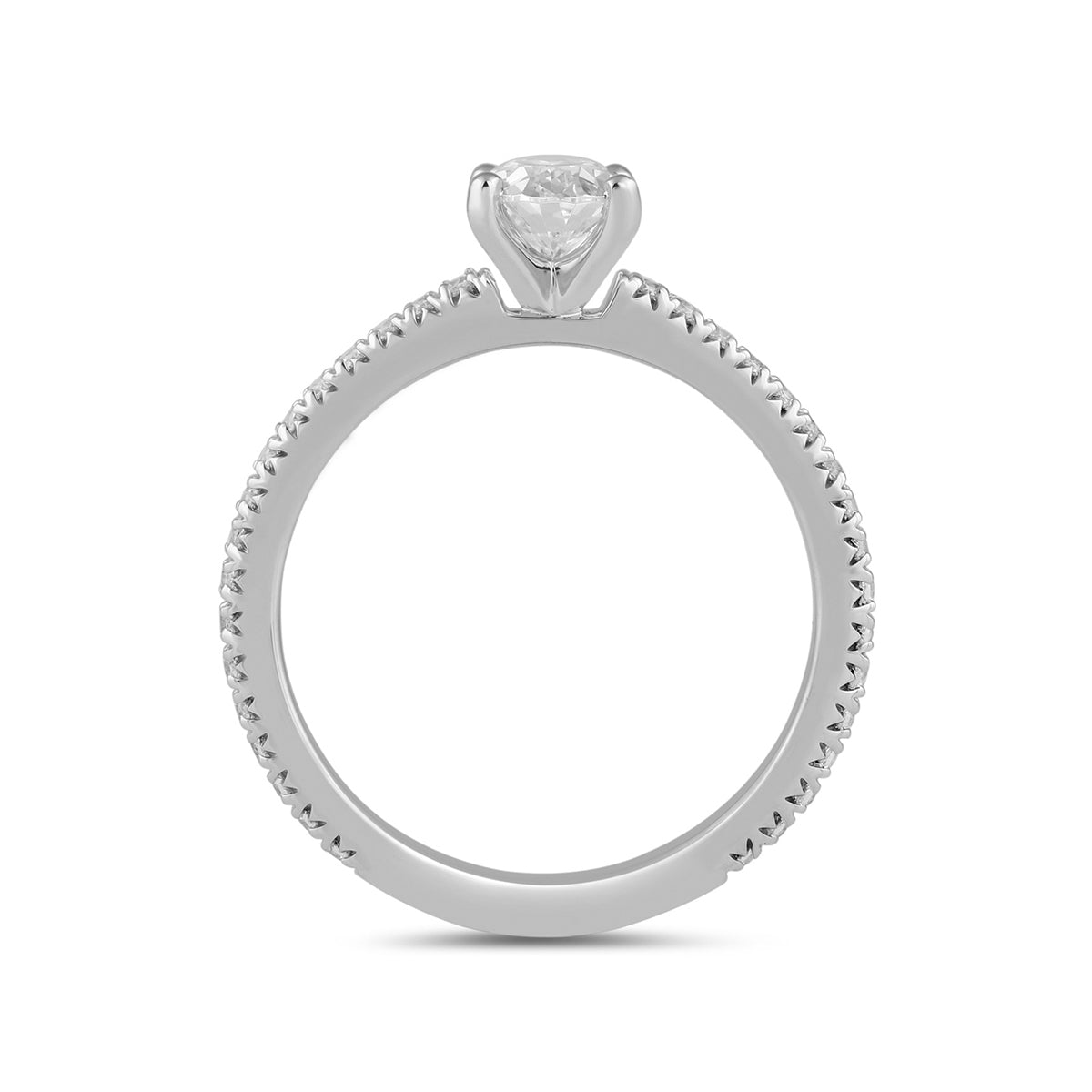 Adamante 3-1/4 ct. tw. Lab-Grown Oval Diamond Engagement Ring in 14K White Gold side profile