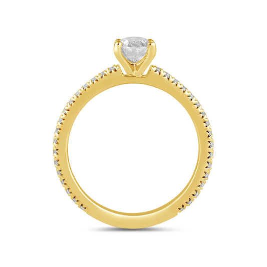 Adamante 3-1/4 ct. tw. Lab-Grown Oval Diamond Engagement Ring in 14K Yellow Gold side profile