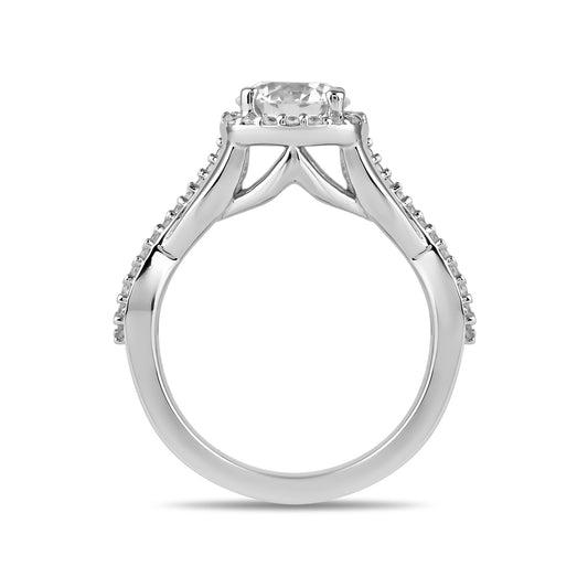 Adamante 3-1/4 ct. tw. Lab-Grown Round Brilliant Diamond Halo Twist Engagement Ring in 14K White Gold side profile