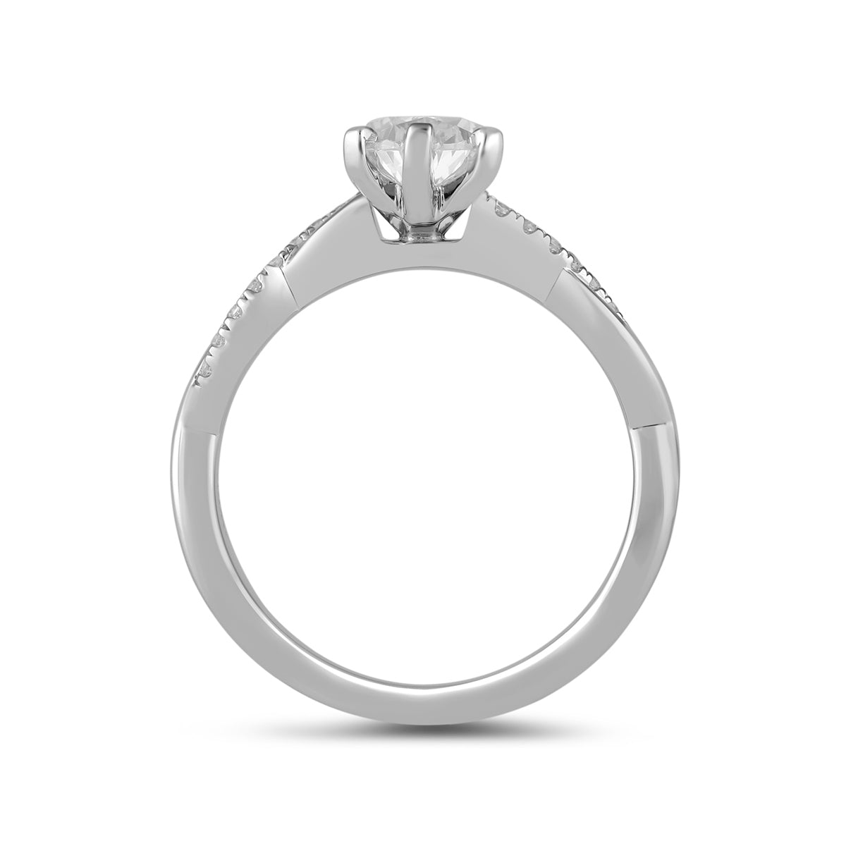 Adamante 3-1/10 ct. tw. Lab-Grown Pear Diamond Twist Engagement Ring in 14K White Gold side profile