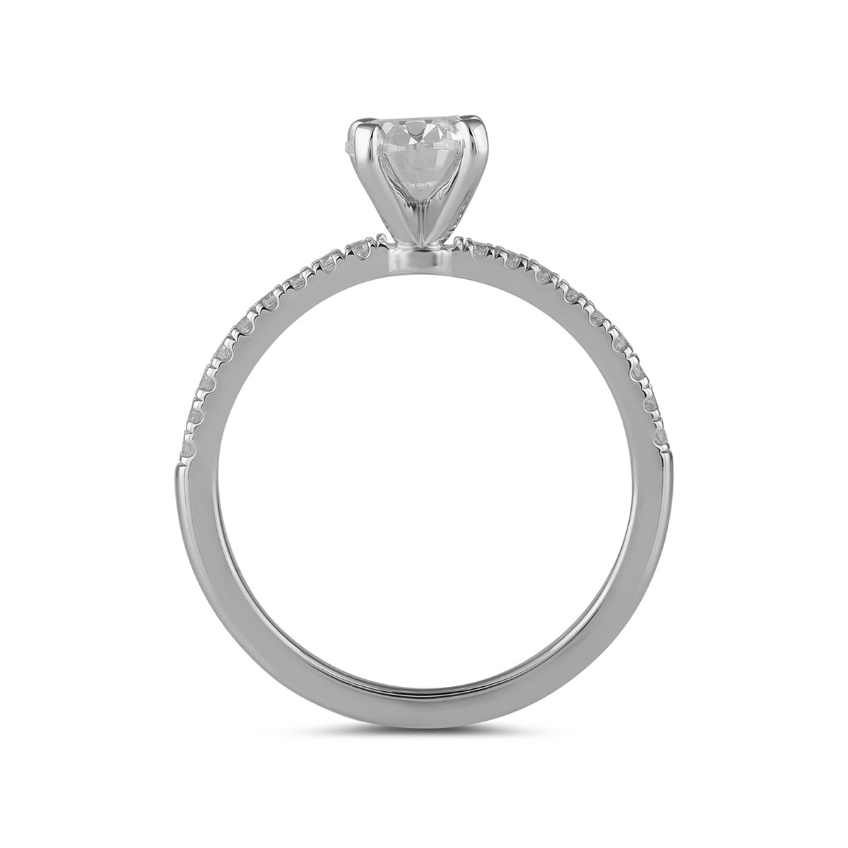 Adamante 3-1/7 ct. tw. Lab-Grown Oval Diamond Engagement Ring in 14K White Gold side profile
