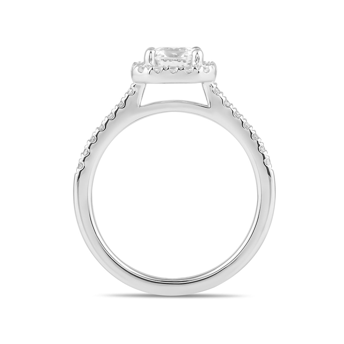 Adamante 3-1/3 ct. tw. Lab-Grown Emerald Cut Diamond Halo Engagement Ring in 14K White Gold side profile (2)