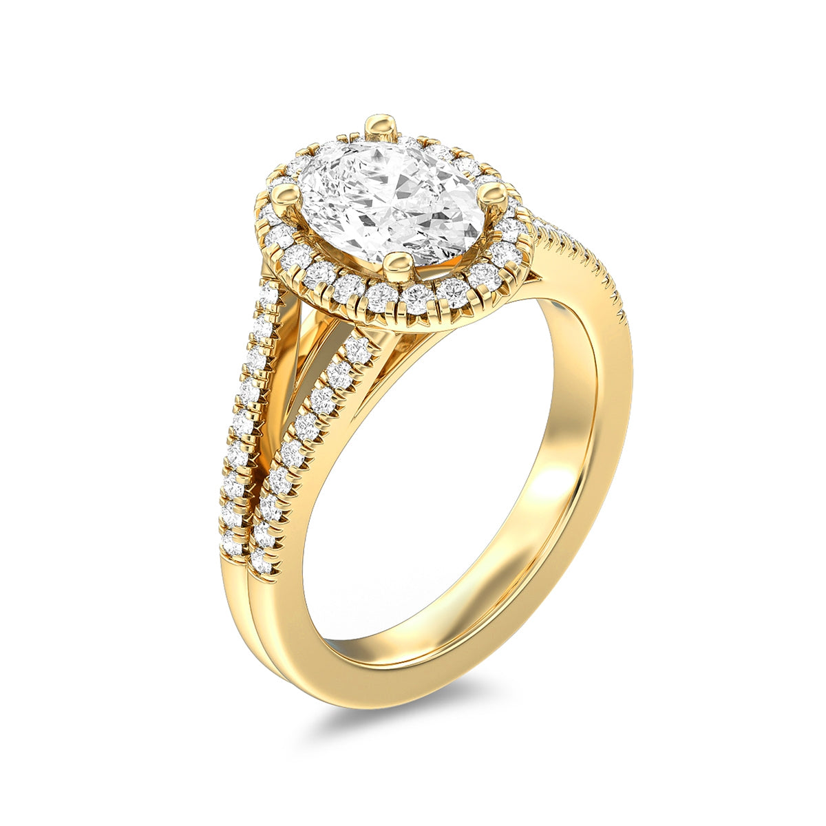 Adamante 3-1/3 ct. tw. Lab-Grown Oval Diamond Halo Engagement Ring in 14K Yellow Gold side profile