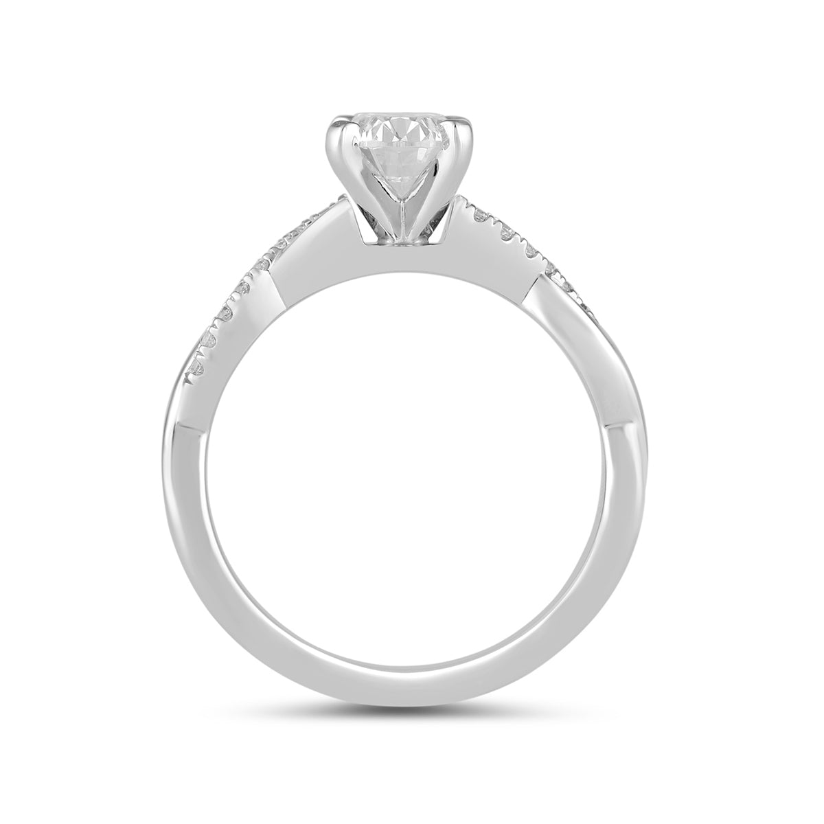 Adamante 3-1/10 ct. tw. Lab-Grown Oval Diamond Twist Engagement Ring in 14K White Gold side profile
