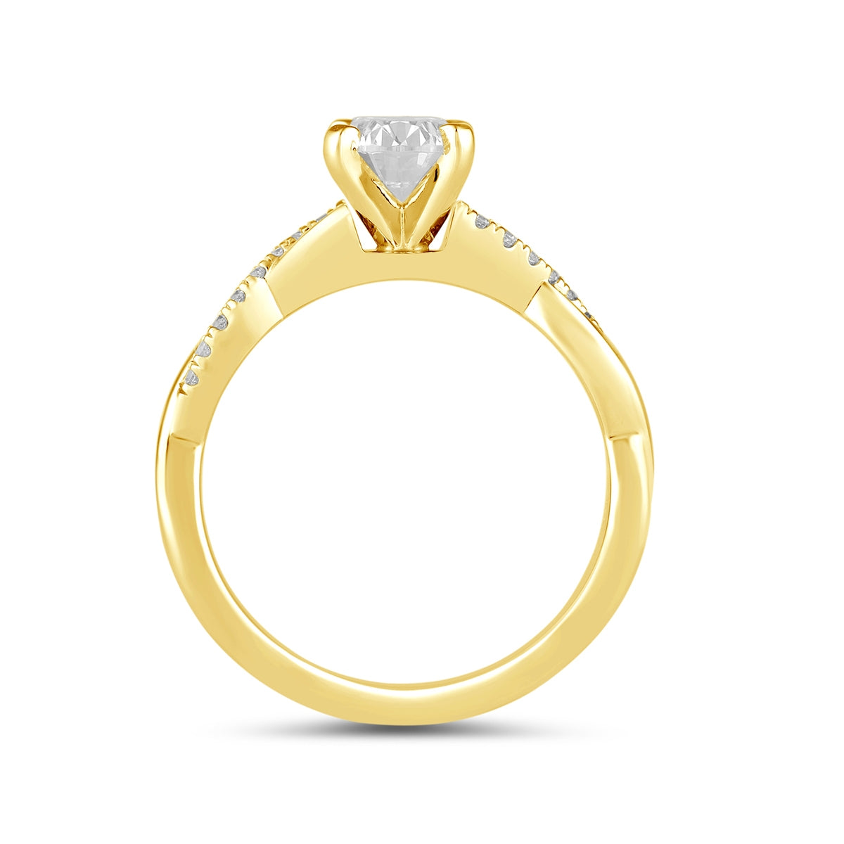 Adamante 3-1/10 ct. tw. Lab-Grown Oval Diamond Twist Engagement Ring in 14K Yellow Gold side profile
