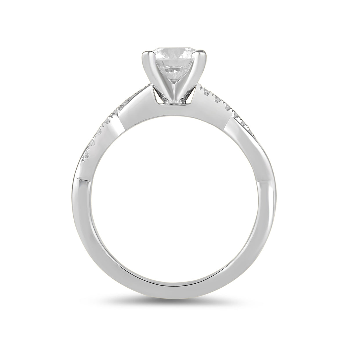 Adamante 3-1/10 ct. tw. Lab-Grown Round Brilliant Diamond Twist Engagement Ring in 14K White Gold side profile