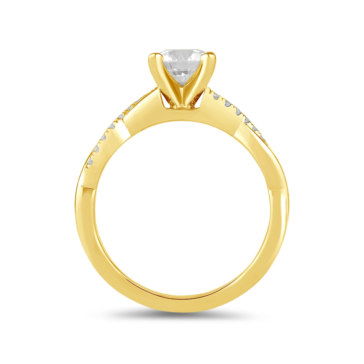 Adamante 3-1/10 ct. tw. Lab-Grown Round Brilliant Diamond Twist Engagement Ring in 14K Yellow Gold side profile