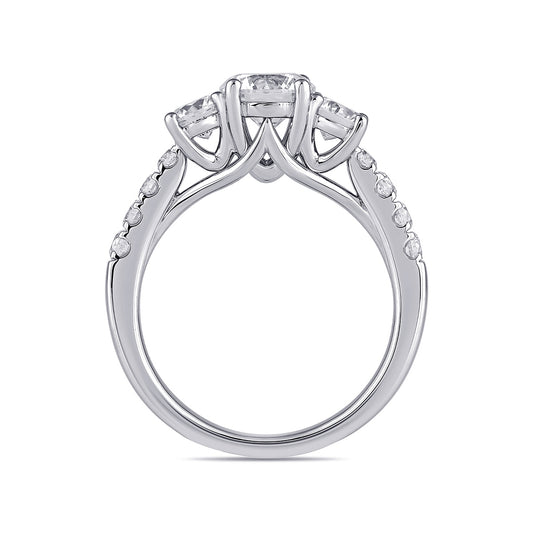 Adamante 1/2 ct. tw. Lab-Grown Round Brilliant Diamond Trio Engagement Ring in 14K White Gold side profile
