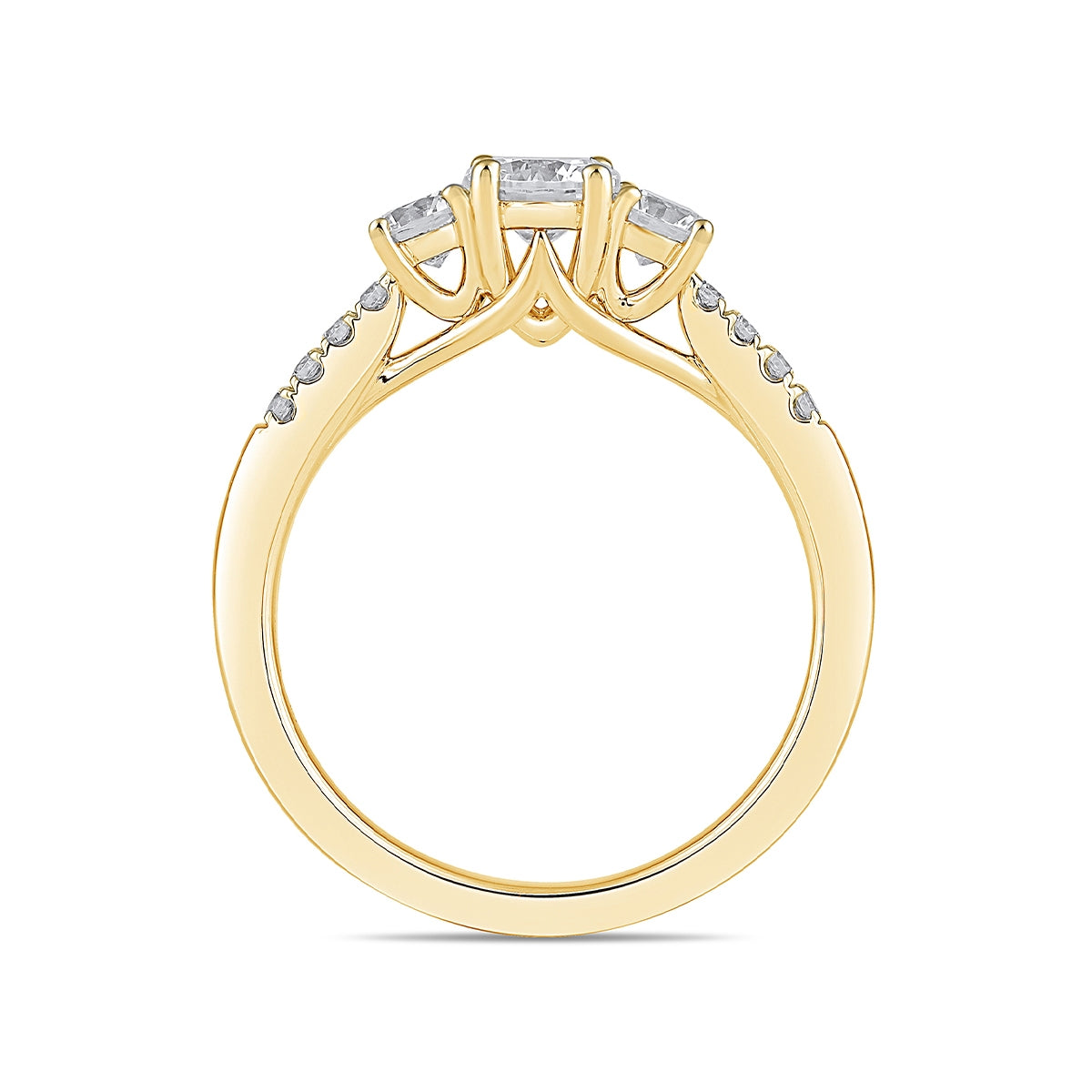 Adamante 1-1/2 ct. tw. Lab-Grown Round Brilliant Diamond Trio Engagement Ring in 14K Yellow Gold side profile