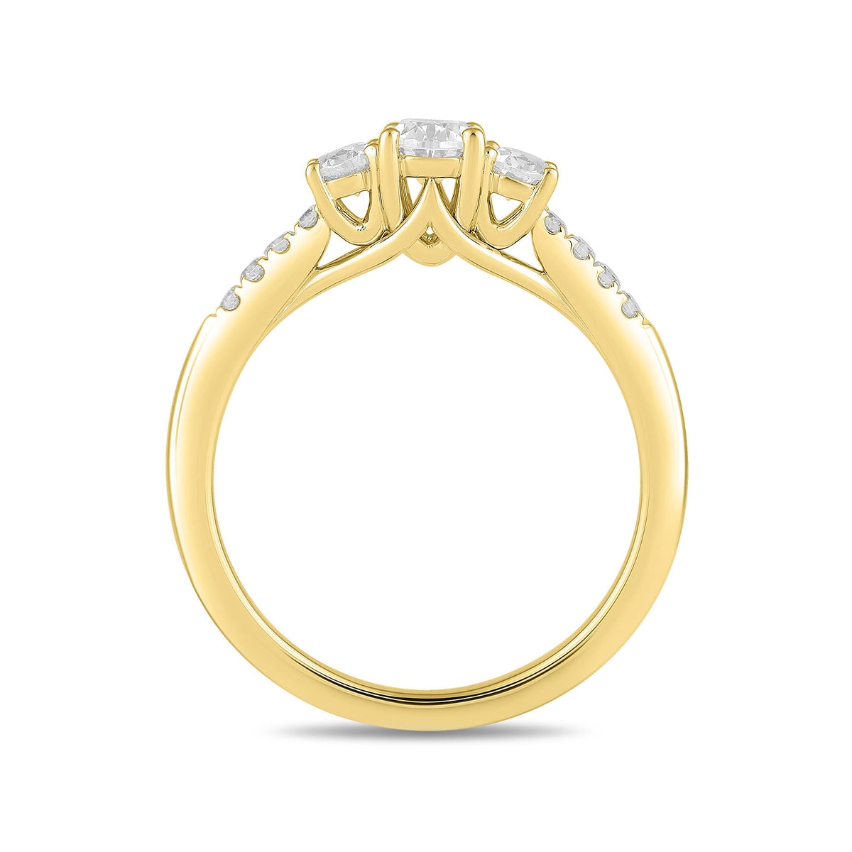 Adamante 1 ct. tw. Lab-Grown Oval Diamond Trio Engagement Ring in 14K Yellow Gold side profile
