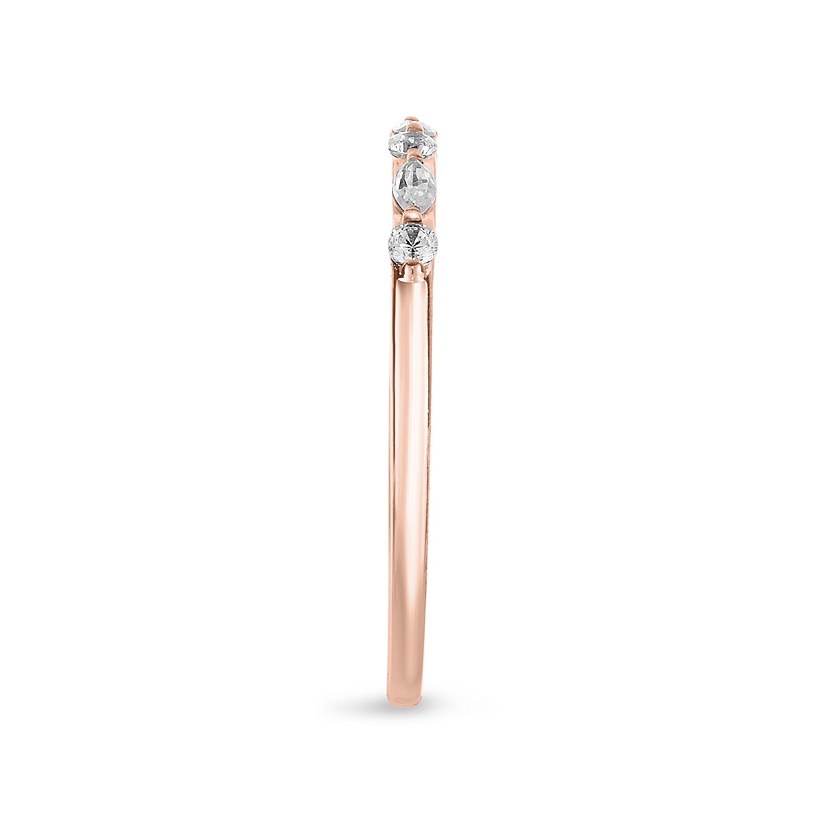 Perfect Match 1/7 ct. tw. Round and Marquise 7-Stone Diamond Stackable Ring in 10K Pink Gold close-up detail