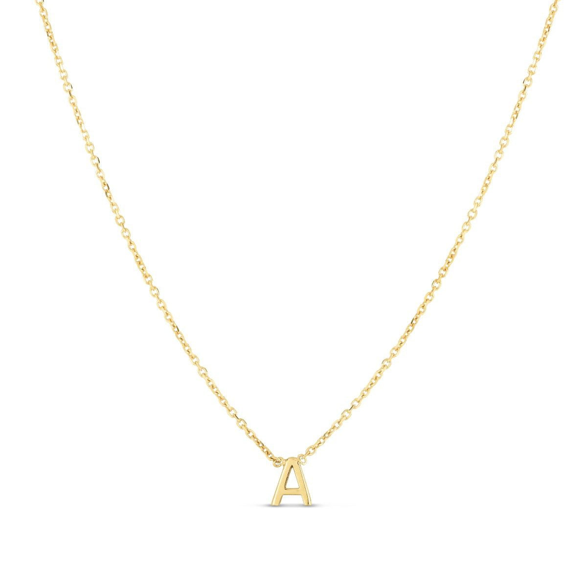 Initial A Necklace in 14K Yellow Gold