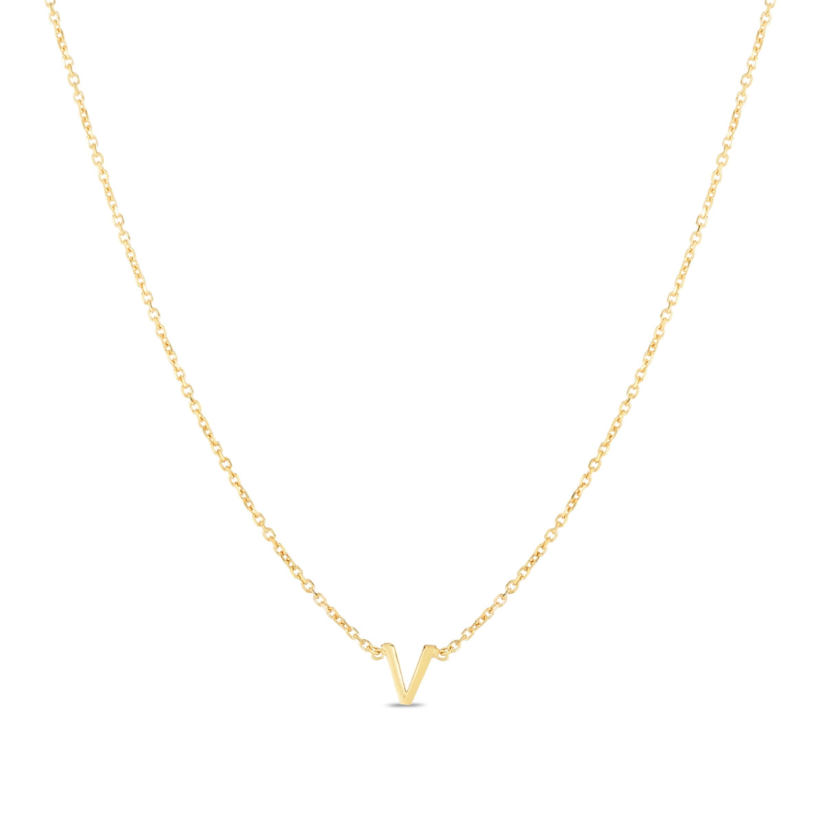 Initial V Necklace in 14K Yellow Gold