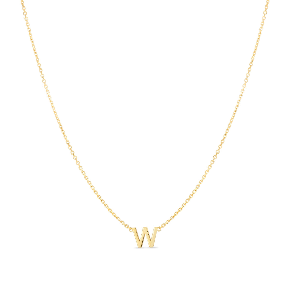 Initial W Necklace in 14K Yellow Gold
