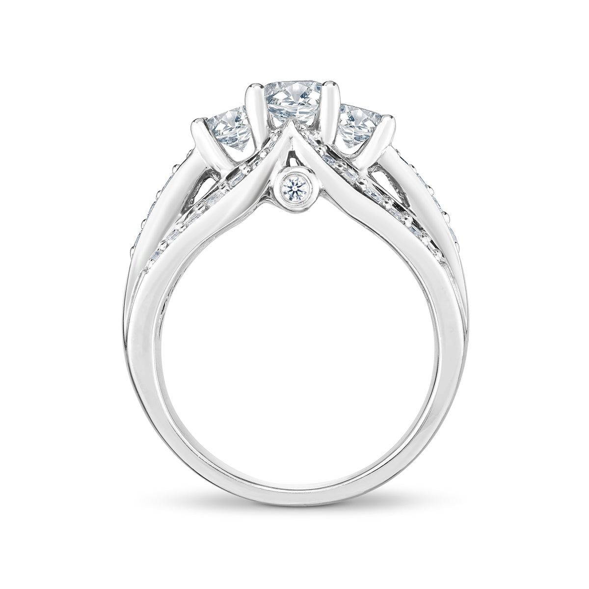 1-1/2 ct. tw. Round 3-Stone Diamond Engagement Ring in 14K White Gold close-up detail