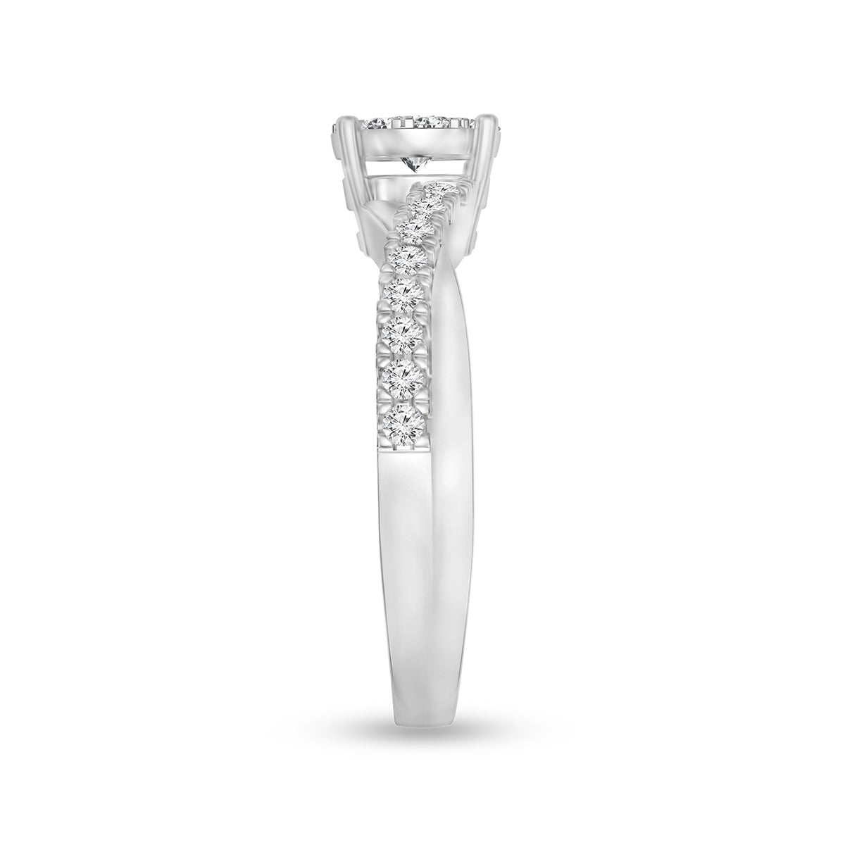 True Promise 1/2 ct. tw. Diamond Cluster Twist Engagement Ring in 10K White Gold side profile