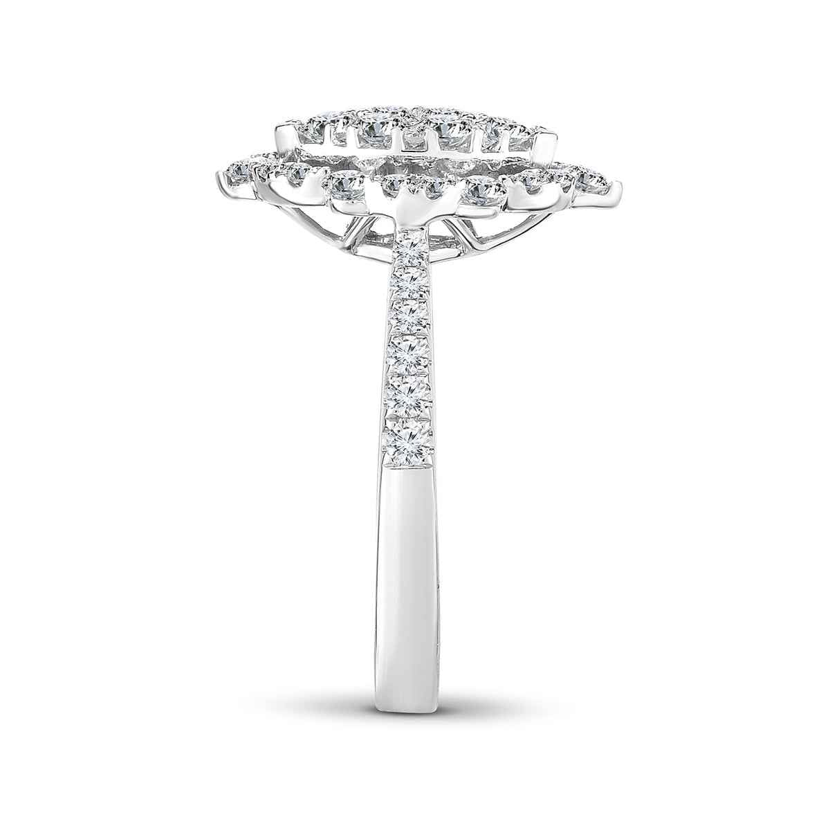 Fairytale Diamonds 3/4 ct. tw. Diamond Marquise-Shaped Cluster Halo Ring in 14K White Gold close-up detail