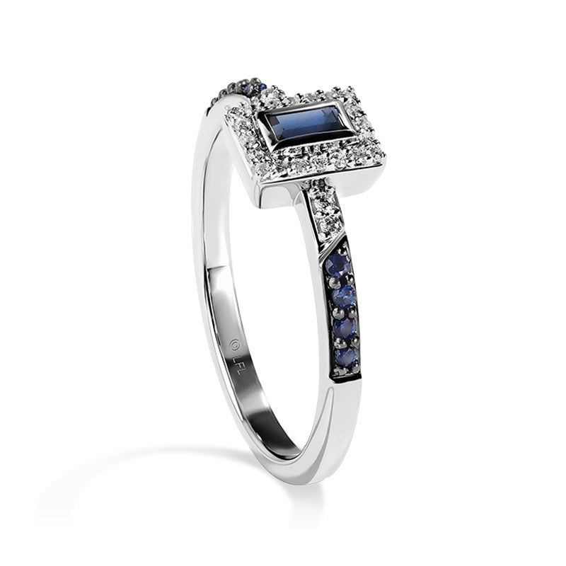 Star Wars R2 Series Sapphire & 1/10 ct. tw. Diamond Halo Ring in Sterling Silver front view