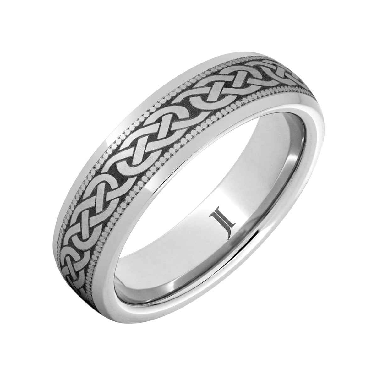 Men's 6mm Knot Milgrain Dome Wedding Ring in Serinium front view
