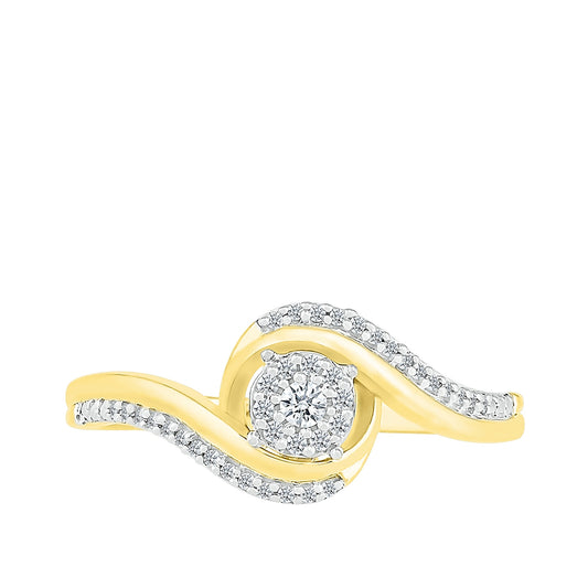 I Promise 1/8 ct. tw. Diamond Round Cluster Bypass Promise Ring in 10K Yellow Gold front view