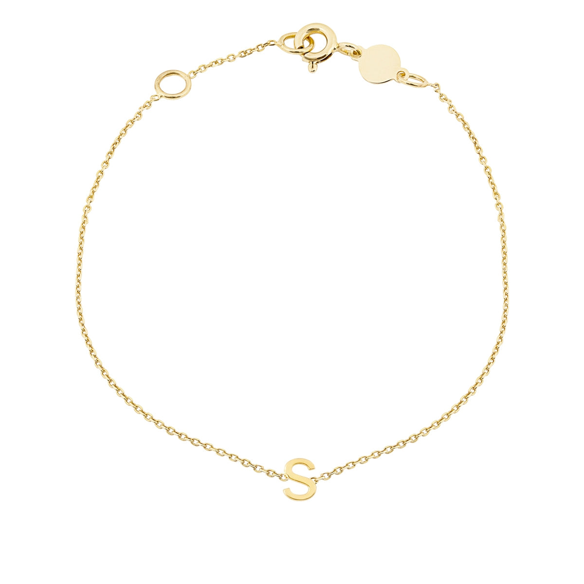 Mini Initial S Bracelet in 14K Yellow Gold