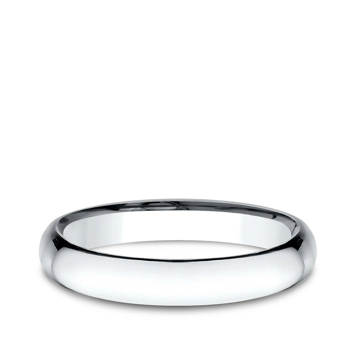 Benchmark Men's 3mm Low Dome Comfort Fit Polished Wedding Ring in 14K White Gold