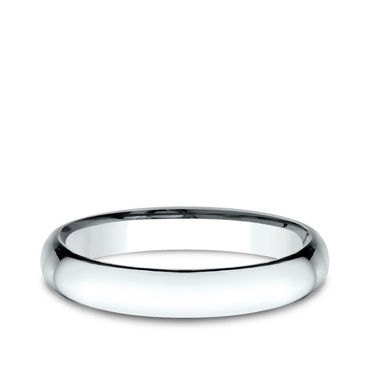 Benchmark Men's 3mm Low Dome Comfort Fit Polished Wedding Ring in 14K White Gold