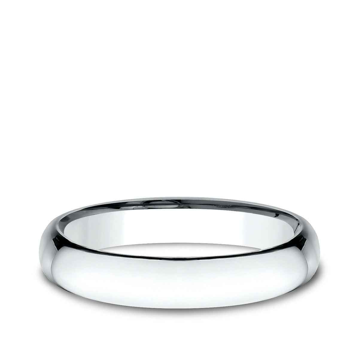 Benchmark Men's 4mm Low Dome Comfort Fit Polished Wedding Ring in 14K White Gold