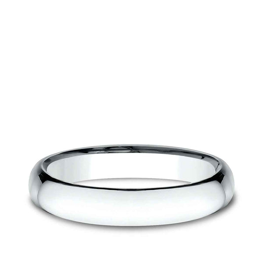 Benchmark Men's 4mm Low Dome Comfort Fit Polished Wedding Ring in 14K White Gold
