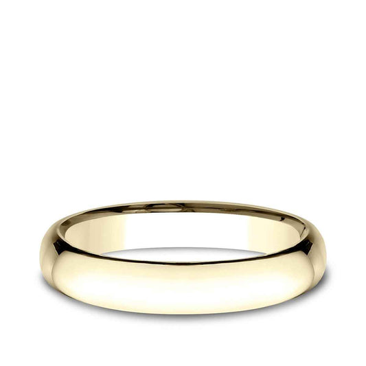 Benchmark Men's 4mm Low Dome Comfort Fit Polished Wedding Ring in 14K Yellow Gold