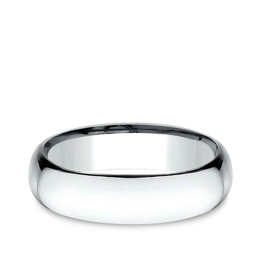 Benchmark Men's 6mm Low Dome Comfort Fit Polished Wedding Ring in 14K White Gold