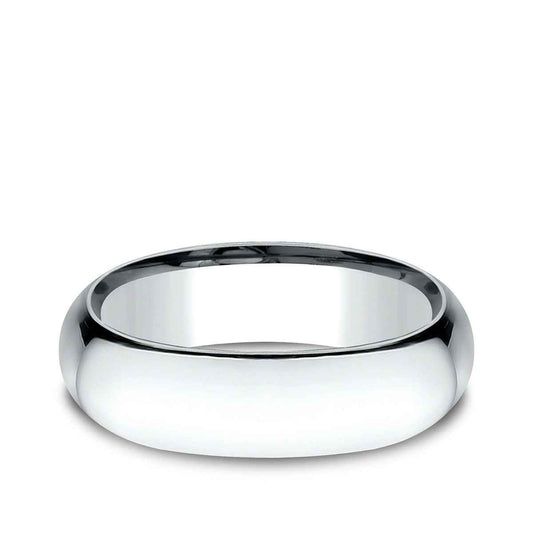 Benchmark Men's 7mm Low Dome Comfort Fit Polished Wedding Ring in 14K White Gold