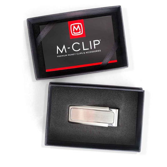 M-Clip Brushed Finish with Polished Border Money Clip close-up detail