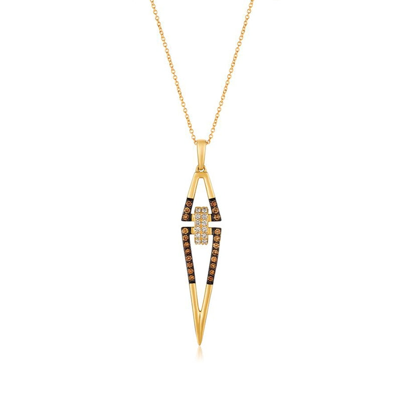 Le Vian Chocolatier 3/8 ct. tw. Vanilla & Chocolate Diamond Open Triangle Pendant in 14K Honey Gold
