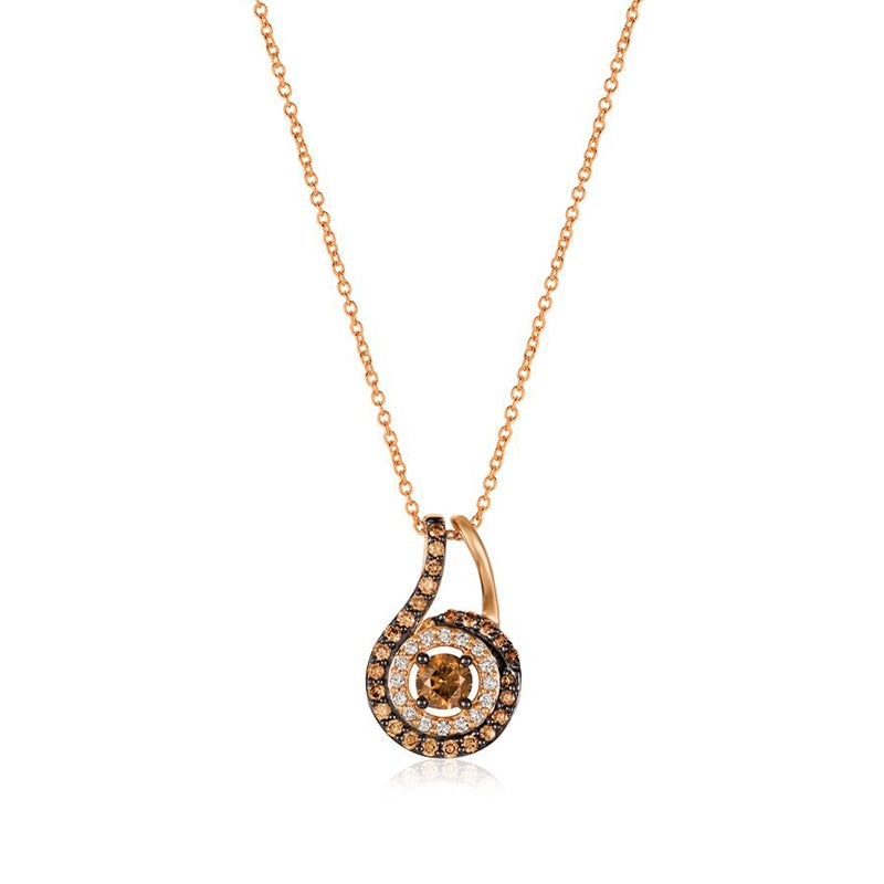 Le Vian Chocolatier 5/8 ct. tw. Chocolate & Vanilla Diamond Swirl Pendant in 14K Strawberry Gold