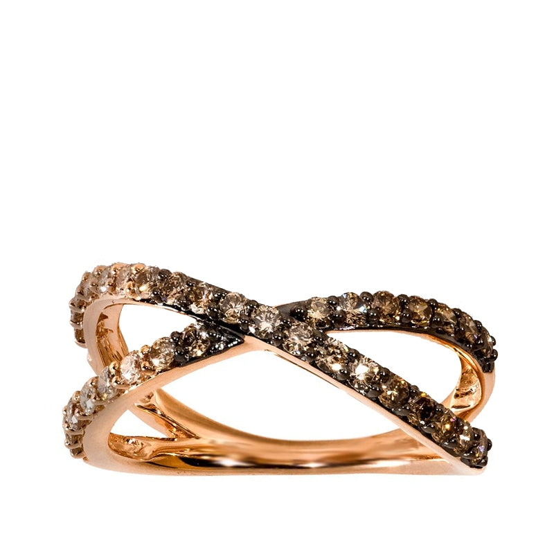 Le Vian Ombre 3/4 ct. tw. Chocolate & Candied Pecan Diamond Crossover Ring in 14K Strawberry Gold